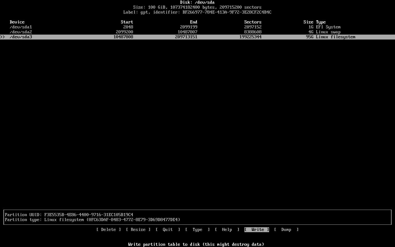 Arch Linux particiones
