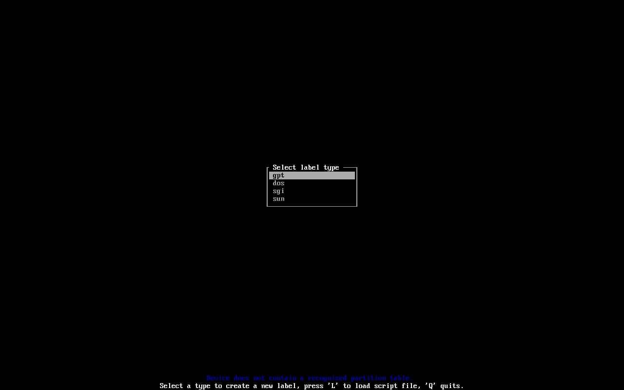 Arch Linux CFDISK